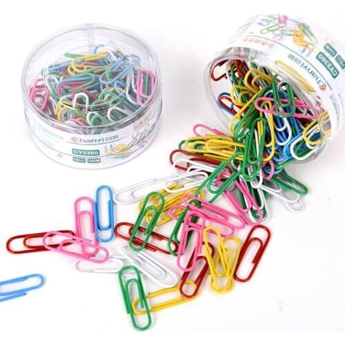 Wholesale 100 Pieces/Box Multicolor Paper Clip Metal Paperclips 29mm Office Binding Supplies