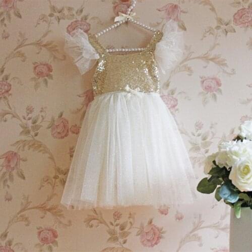 Baby Girls Dress Baby Toddler Sequined Tulle Party Kids Dress Ball Gown with Sparkling Polka Dots Kids Clothes Girl Dress