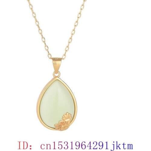 Green Jade Lotus Pendant Crystal Women Chalcedony Jewelry Amulet Gifts Charm 925 Silver Fashion Natural Zircon Chinese Necklace