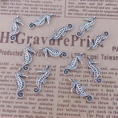 Wholesale 30pcs Charms Seahorse 22x10mm Tibetan Silver Plated Pendants Antique Jewelry Making DIY Handmade Craft