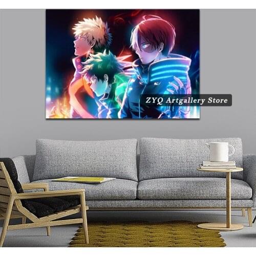 Deku Bakugo Todoroki Hero Japanese Anime Poster Canvas Painting Mural Wall Picture Children Room Home Cuadros Decoration