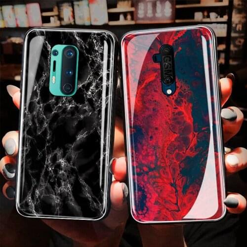 Luxury Marble Tempered Glass Cover Case For OnePlus 7 7T 8 Pro 1+7 1+7T 1+8 Pro Phone Back Cover For Oneplus 8 Case Coque Fundas