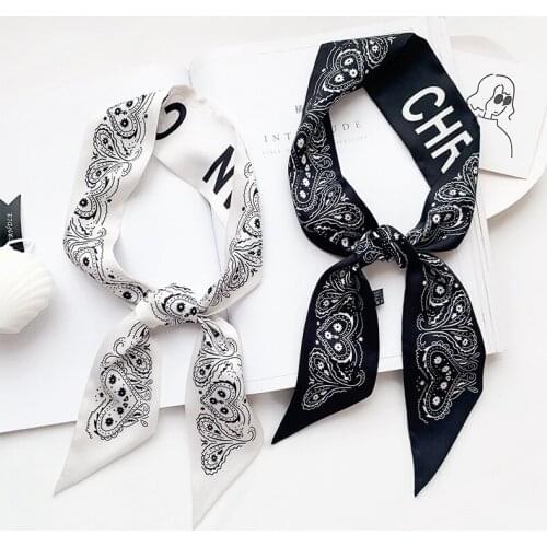 Slim and long small silk scarf female Korean Korean version classic retro cashew fashion wild new scarf headband