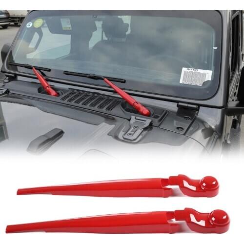 2pc Front Window Windshield Wiper Blade Trim Cover For 2018 for Jeep Wrangler JL Red
