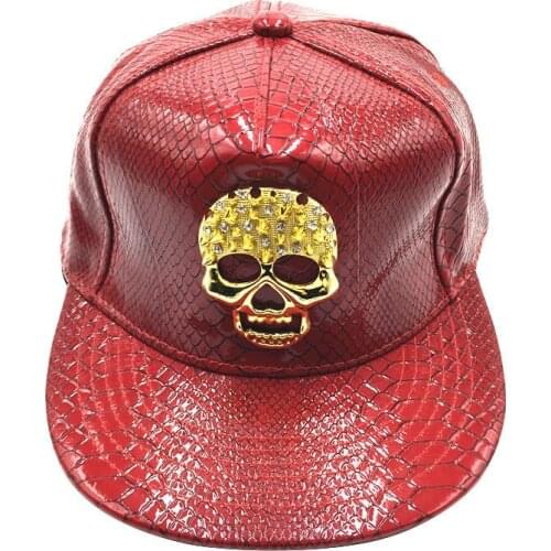 Volwassen Unisex Pu Baseball Hoed Gouden Schedel Logo Mannen Hip Hop Straat Snapback Cap Merk Platte Pet Hoed For A Vrouwen