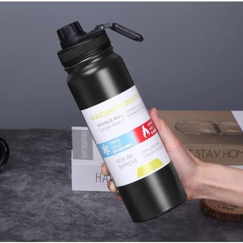 Stainless Steel Vacuum Flask Mocha Coffee Cup Sports Cups Portable Water Bottle With Handle Space Jug Thermos Cup