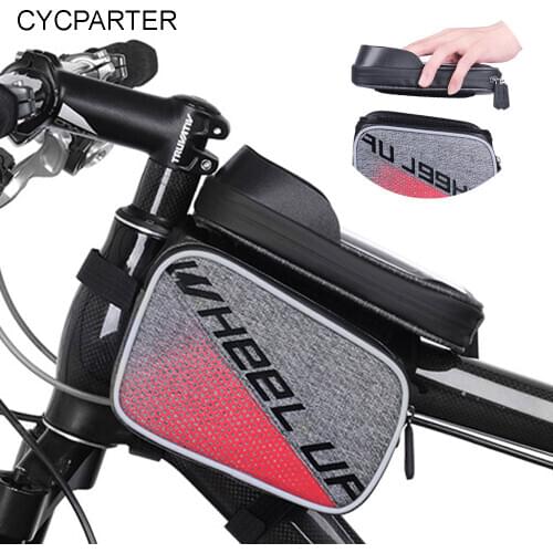 Cycling Bicycle Bike Head Tube Handlebar Cell Mobile Phone Bag Case Screen Phone 6.0in Frame Bag Bike Pannier Bike Accessories