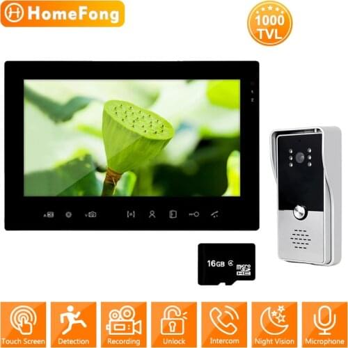 HomeFong Video Intercom for Home Entry Door Phone Doorbell with Camera 1000TVL Call Panel with Recording Unlock 2 Locks