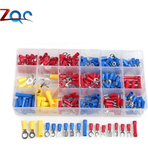 300pcs Assorted Full Insulated Fork U-type Set Terminals Connectors Assortment Kit Electrical Crimp Spade Ring