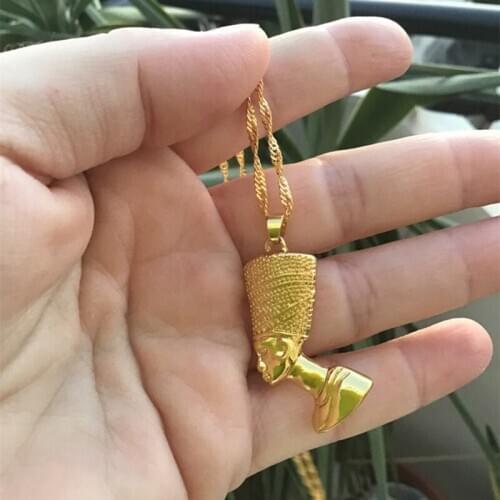Vintage Nefertiti Egyptian Charm Pendant Necklace Ready To Give Gold Ketting Choker Punk Jewelry Women Men