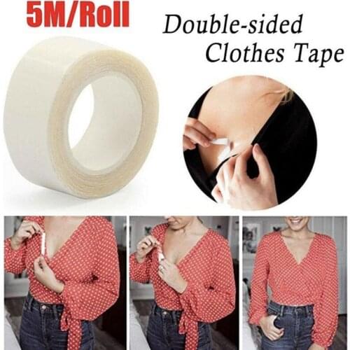 5M Waterproof Dress Cloth Tape Double-sided Secret Body Adhesive Breast Bra Strip Safe Transparent Clear Lingerie Tape