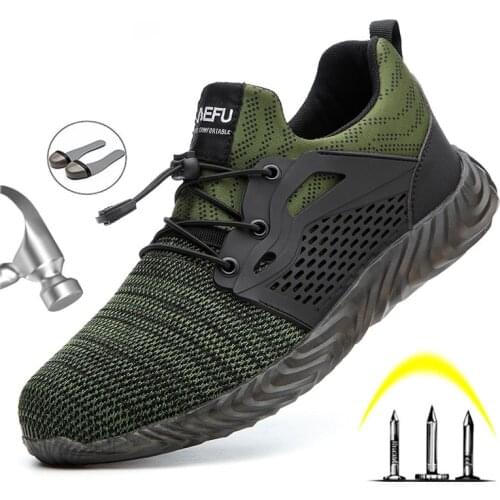 Safety Shoes Boots For Men Male Autumn Breathable Work Shoes Steel Toe Indestructible Safety Work Boots SneakersSize 36-46