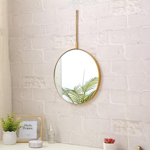 European Style Makeup Mirror Bathroom Bedroom Decoration Wall-mounted Hanging Mirror ins Style Light Luxury Vanity Mirror