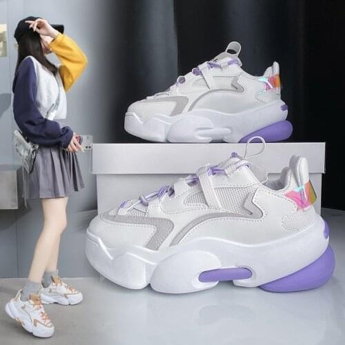 2021 NEw Fashion Women Lightweight Sneakers Shoes Outdoor Breathable Comfort Lace Up Ladies Platform Trainers Female Casual Shoe