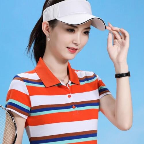 Summer Casual Women Polo Shirts Plus Size 4XL 100% Cotton Casual Stripe Short sleeve Polo Shirt Slim Breathable Femme Top XXXXL