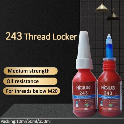 1pc 10ml Higlue Blue Color Screw Thread Locking Agent Anaerobic Adhesive 243 Glue Oil Resistance