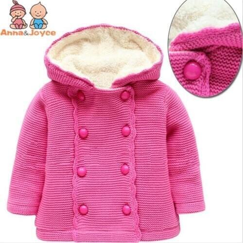 1pc Winter Girls Cotton Plus Velvet Thick Coat Double - Breasted Sweater Children 's Clothing