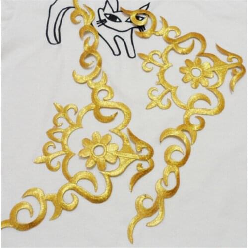 10Pairs Gold 33X 16cm Baroque Garments Lace Applique Flower Floral Motif Venise Venice Lace Applique DIY Accessory BD0121