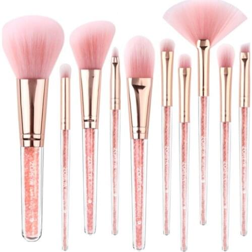 Concealer Blending Professional Makeup Brushes 10pcs Pink Soft Synthetic Hair Blush Foundation Eye Shadow Fan Brush