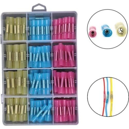 200/120/100pcs Waterproof Heat Shrink Butt Connectors Electrical Wire Splice Cable Crimp Terminals Wire Connectors AWG 22-10 Kit