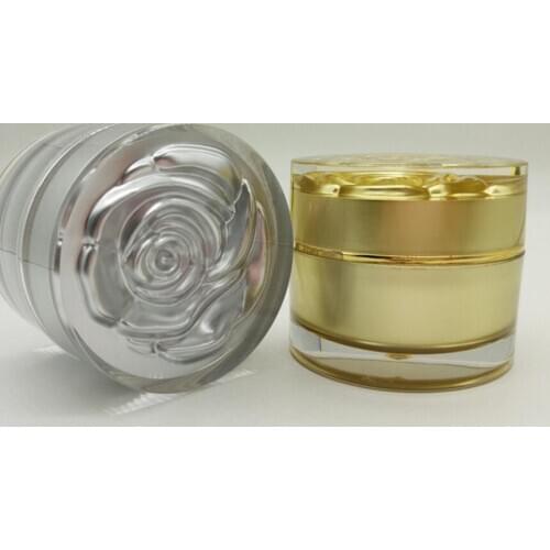 200pcs/lot 5G Empty gold/silver cream jar,plastic cosmetic container cream jar with flower lid lin3394