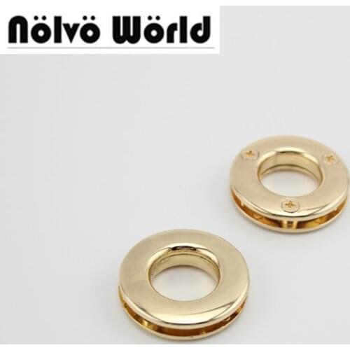 30pcs 17X33mm rounden grommet in screws,gold light gold round eyelet for DIY bags purse metal sewing