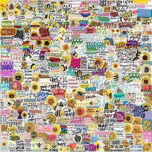 300PCS Mixed Inspirational English Stickers Skateboard Suitcase Freezer Graffiti Luggage DIY Decal Cool Sticker Kid Toys