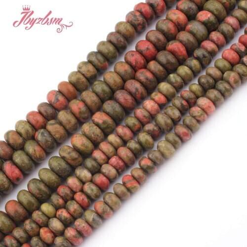 3x6,4x8mm Smooth Rondelle Bead Multicolor Unakite Natural Stone Beads For DIY Necklace Bracelets Jewelry Making 15"Free Shipping