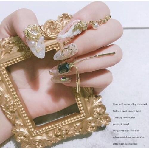 5pcs Valentine Luxury alloy zircon nail art decorations crystals rhinestone tassel/wing/love/hearts nails jewelry 3D nail Charms