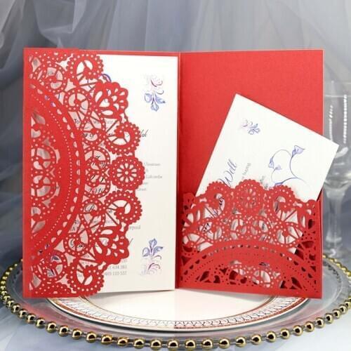 50pcs Laser Cut Flower Wedding Invitation Card Elegant Greeting Card Customize Business RSVP Cards Wedding Party Favor Supplies
