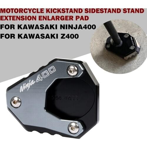 Motorcycle Aluminum Side Stand Enlarger Plate Kickstand Enlarge Extension For Kawasaki Z400 NINJA 400 2018 2019