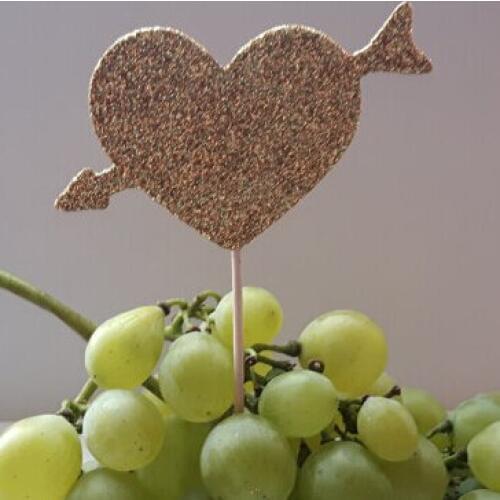 Glitter Cupids heart Cupcake Toppers Bachelorette Party & Hen Party Supplies wedding toothpicks