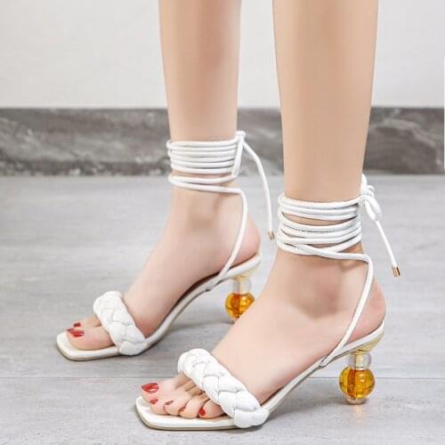 Women Thin High Heels Shoes Sandals Nice Summer Transparent Gladiator Strap Sexy Pump Female Party Wedding Ladies Plus Size35-45