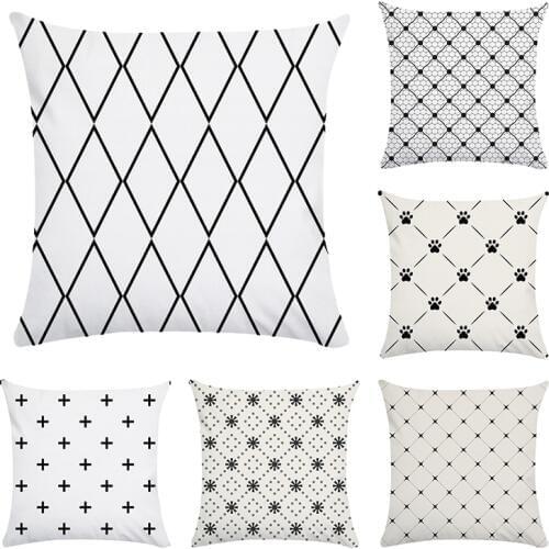 Black & white Polyester Throw Pillow Case Geometric Decorative Pillows For Sofa Seat Polyeter Cushion Cover Home Decor CR056