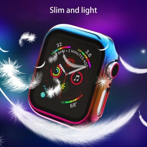 Color plating protective shell templered glass for apple watch 44mm 42mm 40mm 38mm iwatch series 5 4 3 2 Protect 100% the screen