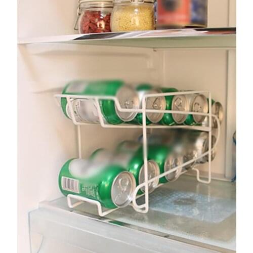 Double-layer Refrigerator Cans Beer Kitchen Refrigerator Fresh Drink Beer Cola Cans Storage Rack Solid Beverage Can Storage Rack