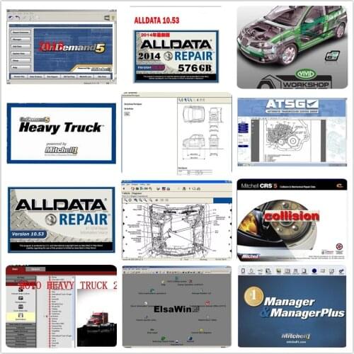 Hot auto repair software Alldata v10.53 OD5 all data mi..ll 2015 atsg elsawin heavt truck vivid in 1tb hdd usb3.0 for car/trucks