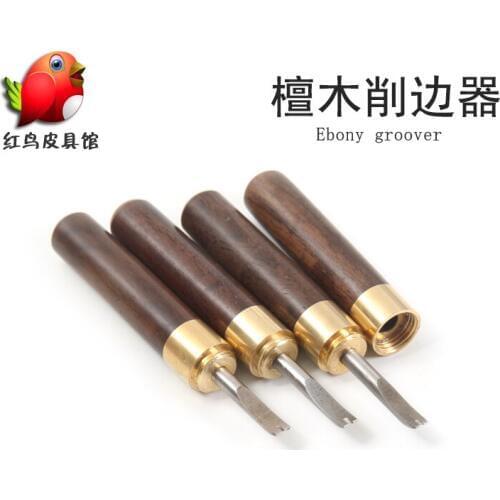 1pcs Leather Leathercraft Stitching Groover Skiving Edge Beveler with Wood Handle Leathercraft Leather DIY Tool