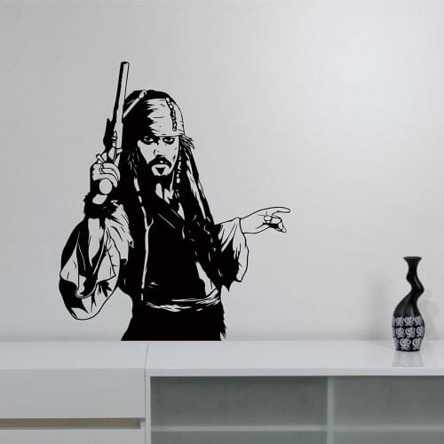 Captain Jack Sparrow Wall Sticker Vinyl Decal Pirates of the Caribbean Art Adventure Movie Decorations for Home Room Decor