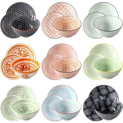 Ceramic Soup Bowl Dinner Plate Set 3 Pcs / Combo Underglaze Round Shape Porcelain Tableware Support Oven Dishwasher CZY1014-3S