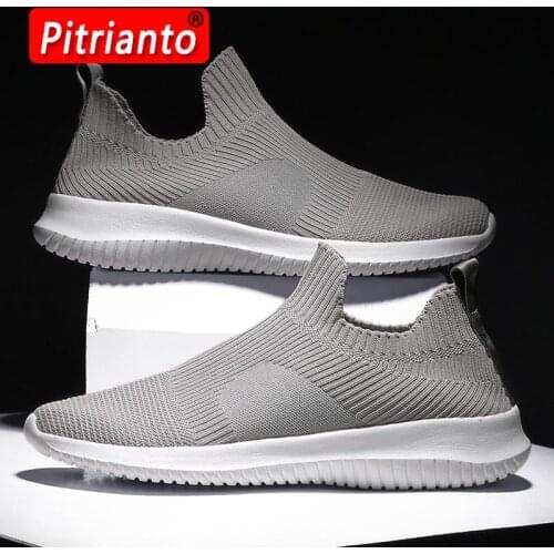 New Men Casual Shoes Men Slip-on Sock Sneakers Summer Breathable Lightweight Walking Jogging Shoes Tenis Masculino Adulto