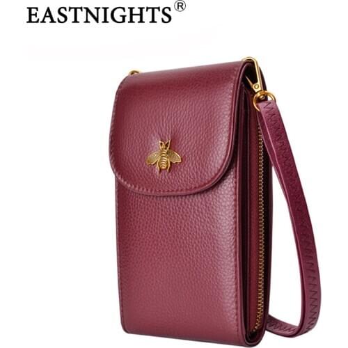 Genuine Leather Fashion Small Crossbody Bags for Women Female Cell Phone Bag Flap Purses and Handbags with Card holder