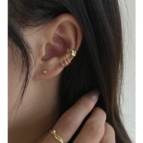 2pcs Fashion Gold Simple Cross Clip Earrings For Women Girls Cute Pearl Cubic Zirconia Ear Cuff Clip Without Piercing Jewelry