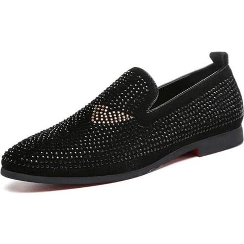 2017 Men Shoes luxury Moccasin PU Leather Casual Sequins Oxfords Shoes Men Loafers slip on Italian Shoes for Men size 39-45 W190