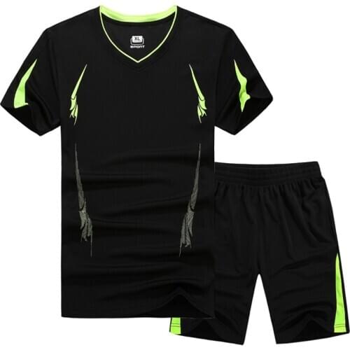 Plus Size 6XL 7XL M-9XL Summer Quick Dry Tracksuit Men Brand Men`s Suit 2 Pieces Shorts+T Shirt Sets Male Sweatshirt Sportsuit