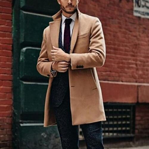 Mens Trench Coat 2021 Handsome Winter Coat Single-breasted Turn-down Collar British Style Formal Thermal Men Coat for Autumn