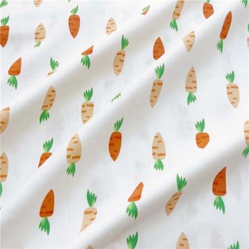 New Cartoon WHITE Khaki Orange Carrot 100% Cotton Twill Fabrics For Kids Clothes Dress Quilting Cushion Craft Decor Tissue Tela
