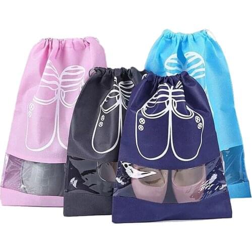 New Non-woven Foldable Portable Beam Drawstring Shoe Storage Bag Thick Travel Pouch Travel Sundries Pouch Dust-proof