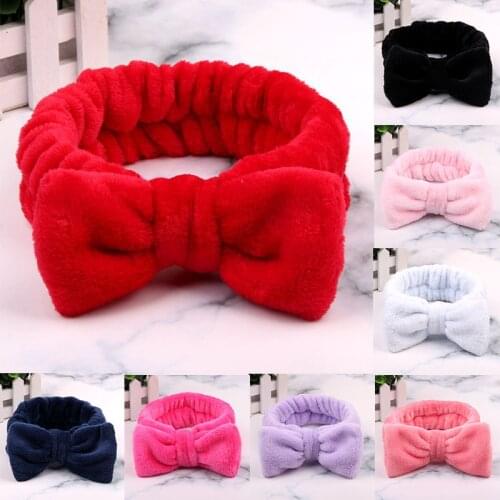 New Coral Fleece Soft Bow Headbands Solid Color Hairbands For Women Girl Hair Holder makeup Hair Bands Headwear Hair Accessories