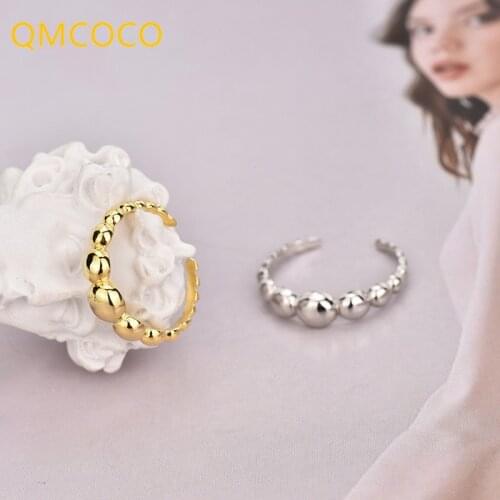QMCOCO 2021 New 925 Sterling Silver Round Chain Ring Adjustable Rings For Women Fashion Jewelry Accessories